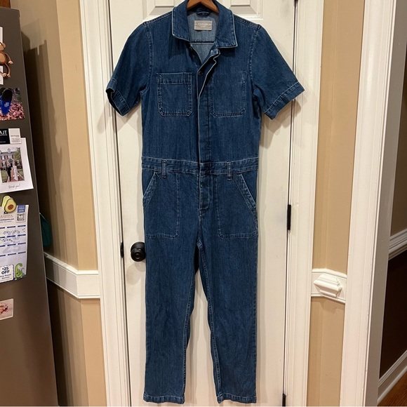 EVERLANE Denim Jumpsuit Super Soft Coveralls Size 4 Short sleeve Denim Jumpsuit - Picture 1 of 9